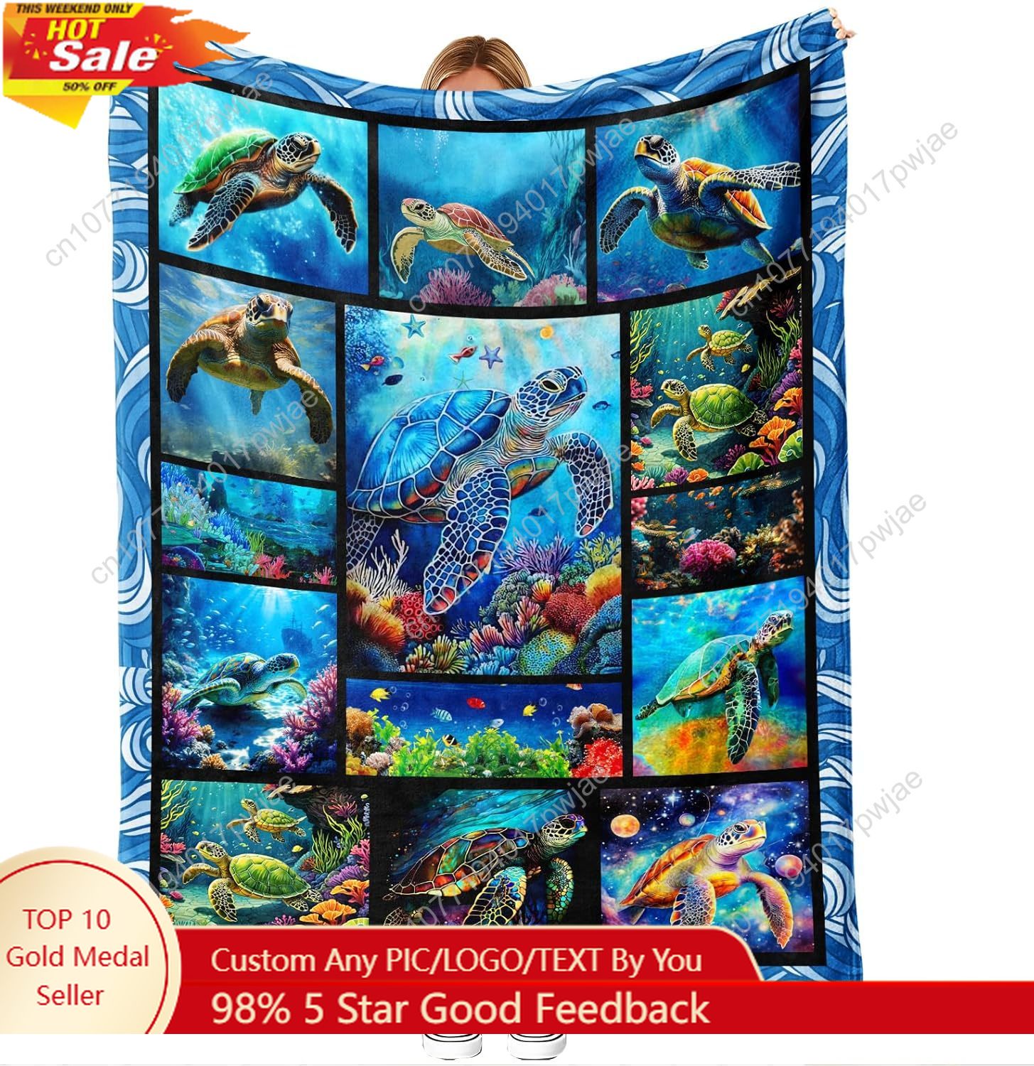 Quality Home Textiles - Фланелевое одеяло с морской черепахой, мягкое