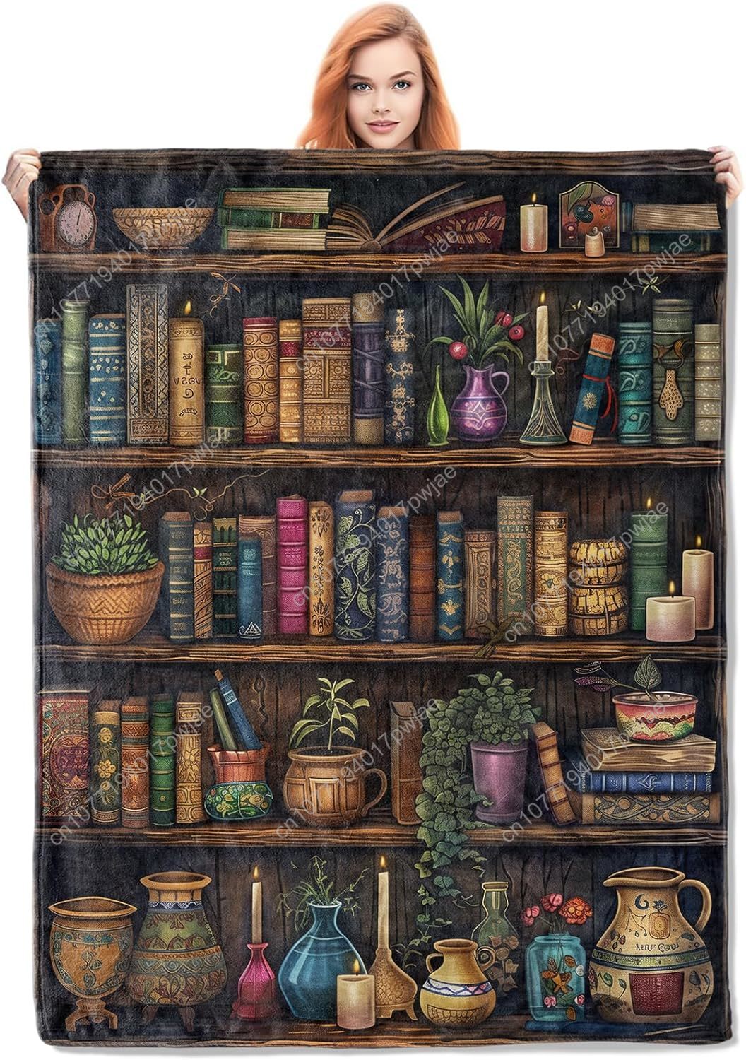 Quality Home Textiles - Винтажное одеяло для книжной полки, флисовое