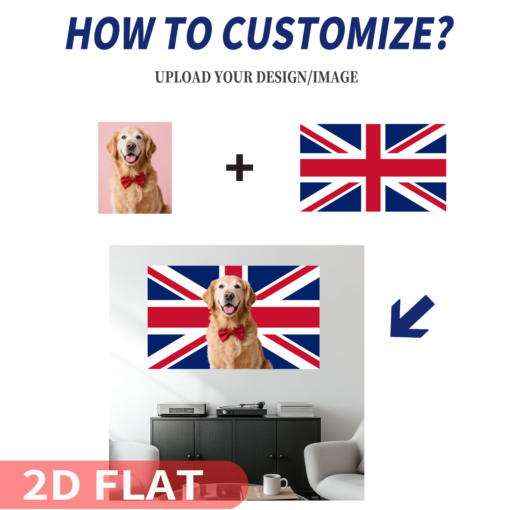 Home Textiles Uk - 1 шт. 2D FLAT Персонализированный британский